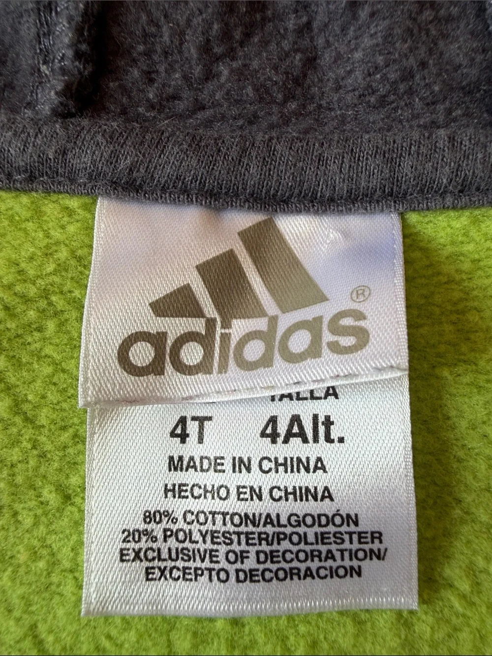 Adidas Kids' Green & Black Hooded Zip Fleece Jacket